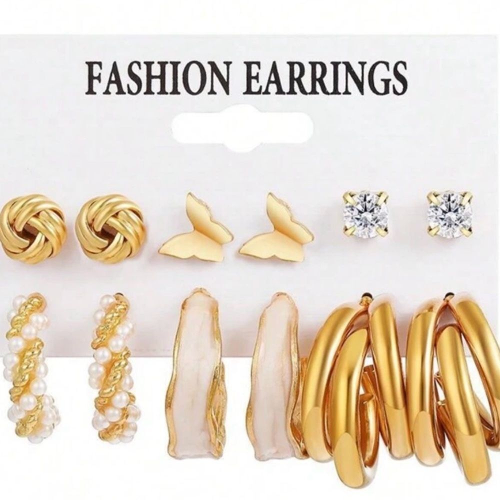 6 PCS Stud Earrings & Hoops Earrings